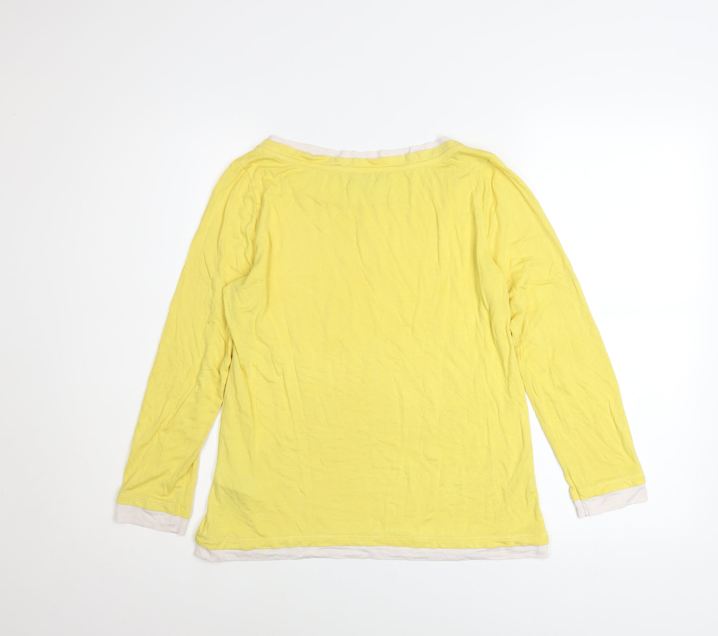 Hobbs Women’s Yellow Long Sleeve Boat Neck Basic T-Shirt S