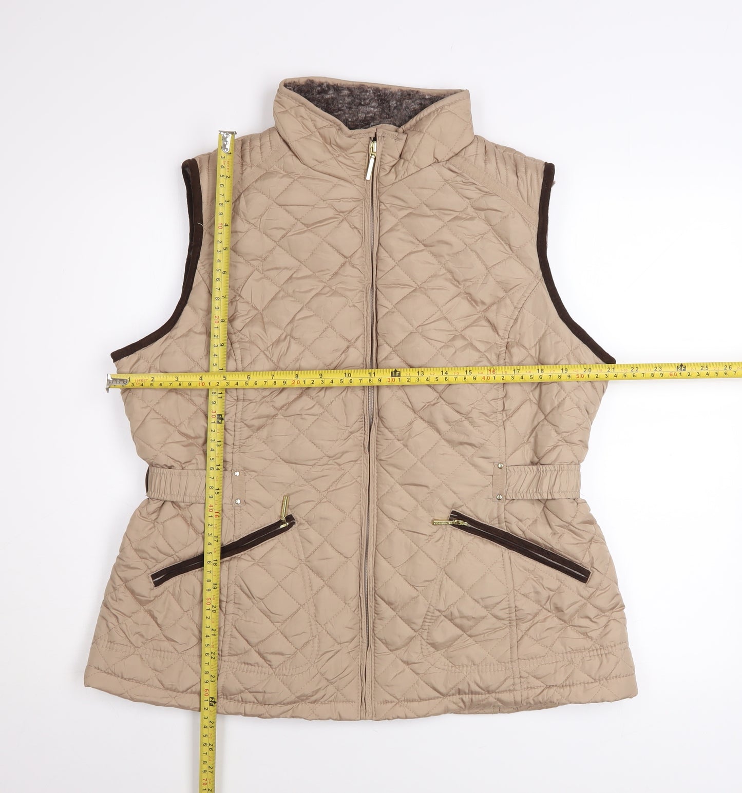Weatherproof Women Beige Quilted Waistcoat L Regular Fit