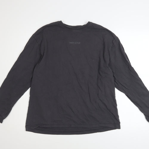 Oner Active Men's Black Long Sleeve Cotton Crew Neck Top M