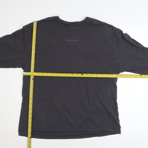 Oner Active Men's Black Long Sleeve Cotton Crew Neck Top M