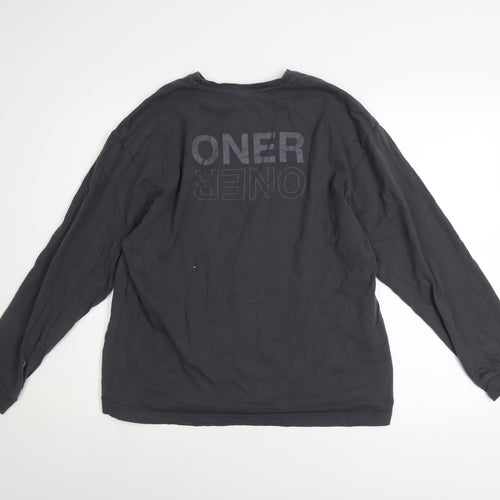 Oner Active Men's Black Long Sleeve Cotton Crew Neck Top M
