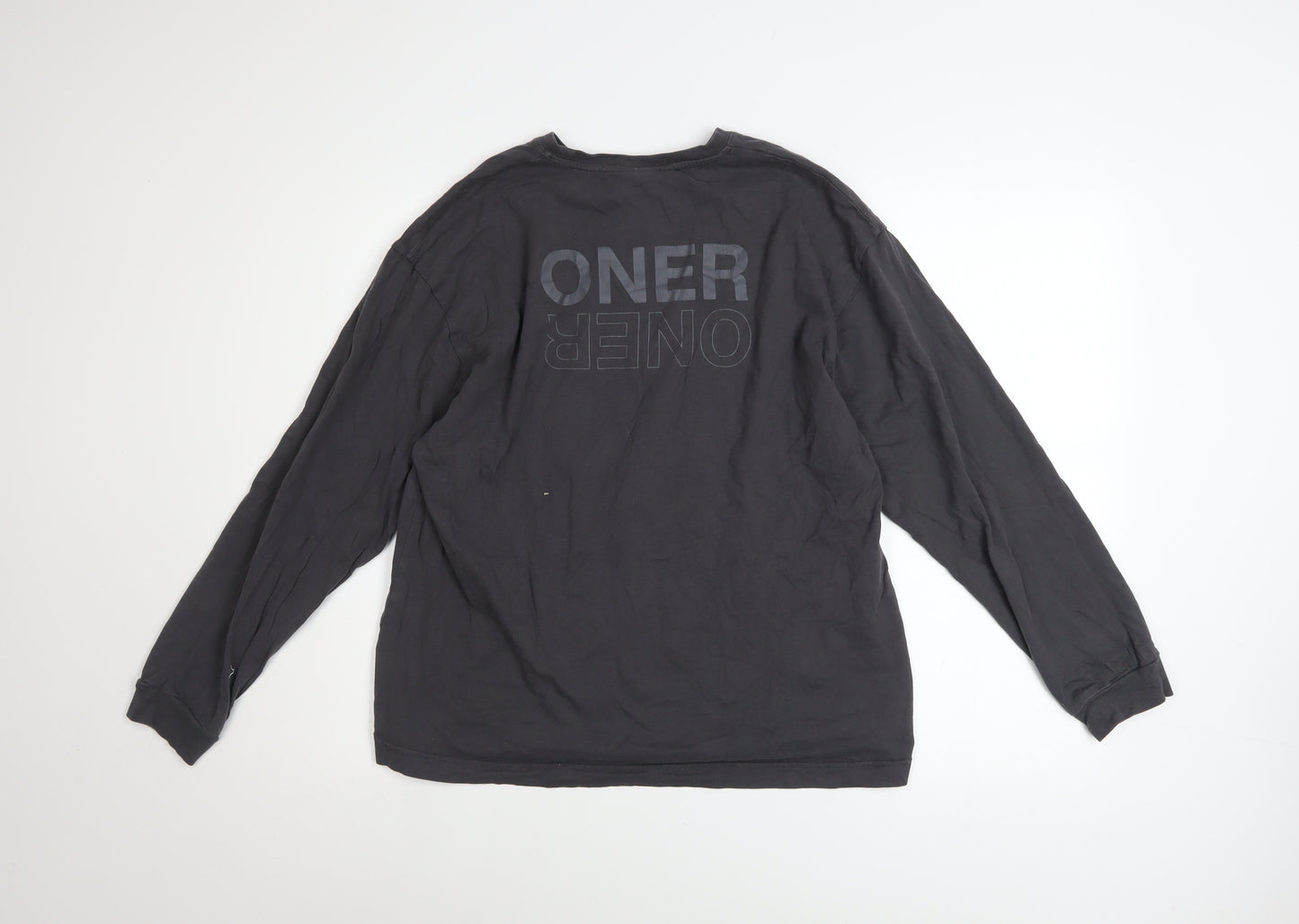 Oner Active Men's Black Long Sleeve Cotton Crew Neck Top M