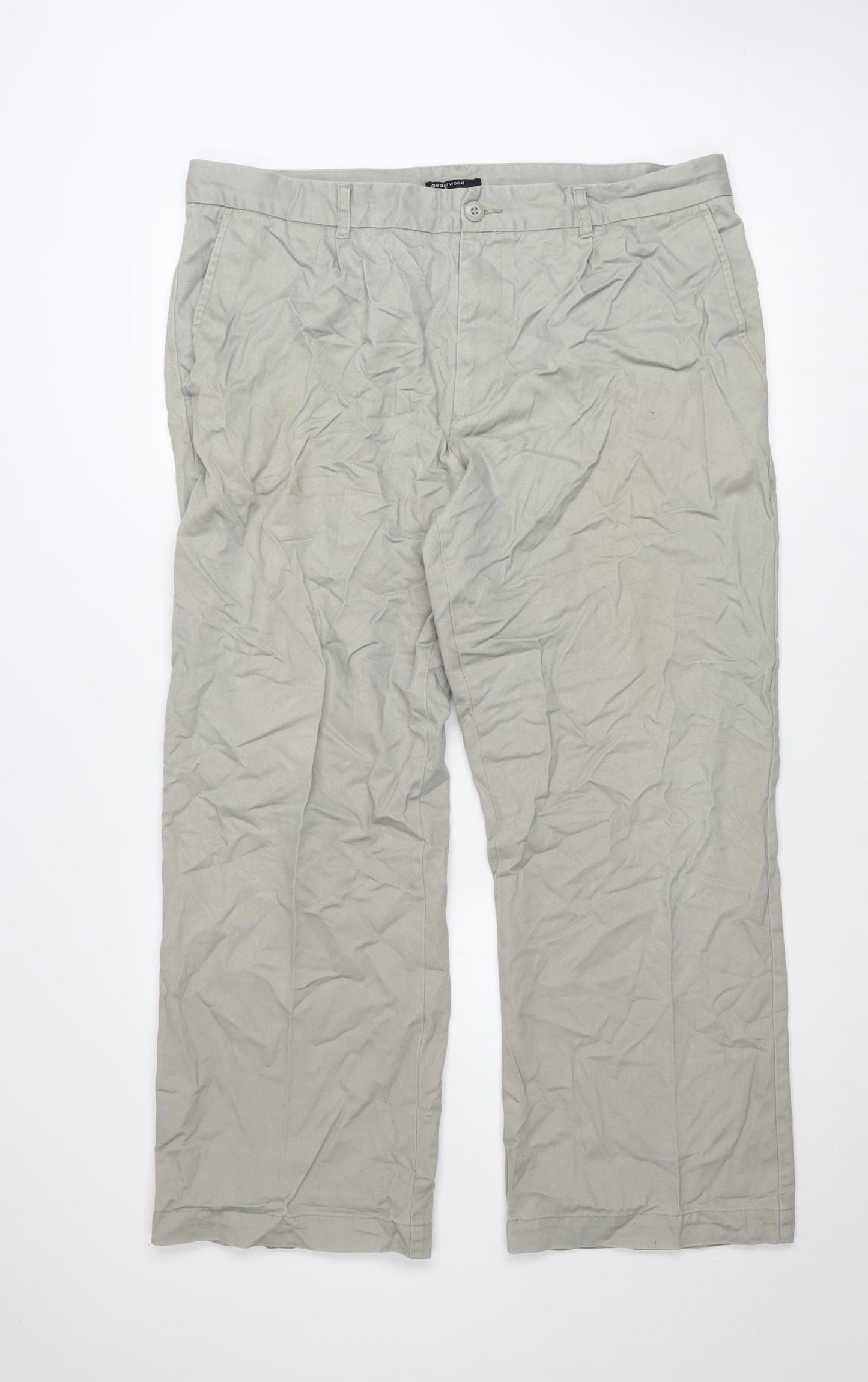 Cedarwood State Men's Beige Chino Trousers W40 L29 Cotton Regular Fit