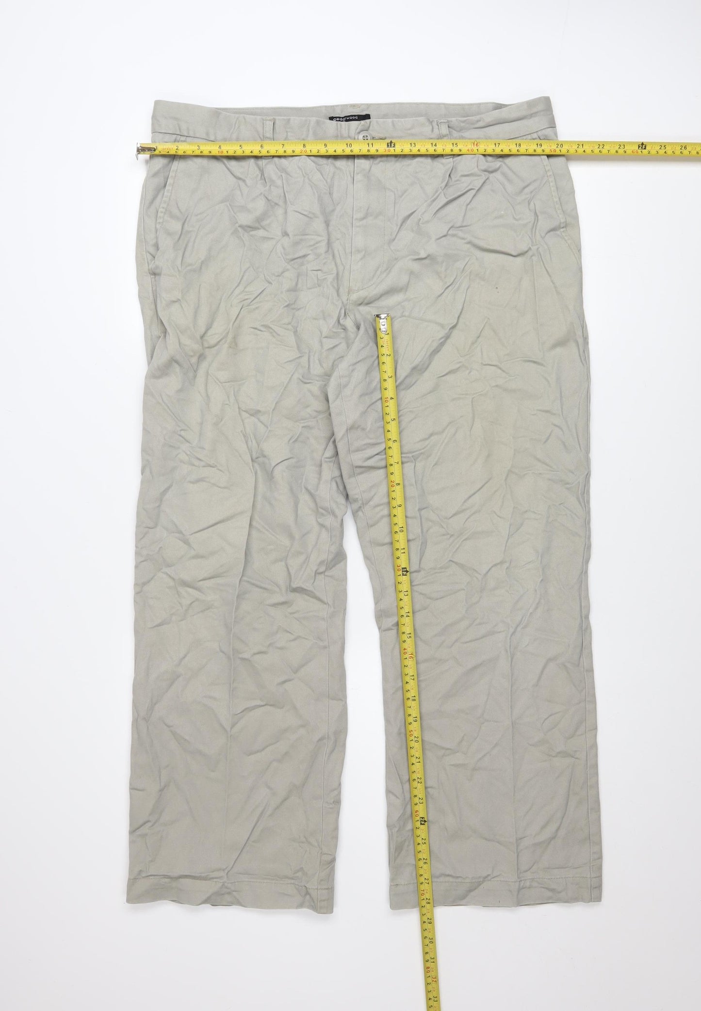 Cedarwood State Men's Beige Chino Trousers W40 L29 Cotton Regular Fit