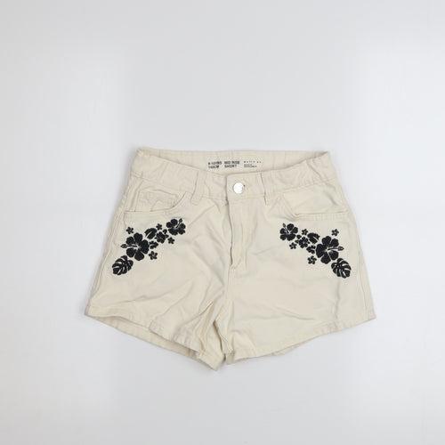 Denim Co Girls Ivory Floral Embroidered Hot Pants Shorts 9-10 Years