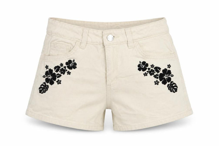 Denim Co Girls Ivory Floral Embroidered Hot Pants Shorts 9-10 Years