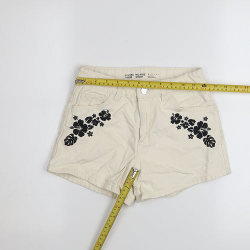 Denim Co Girls Ivory Floral Embroidered Hot Pants Shorts 9-10 Years