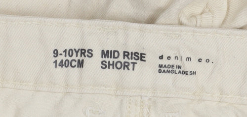 Denim Co Girls Ivory Floral Embroidered Hot Pants Shorts 9-10 Years