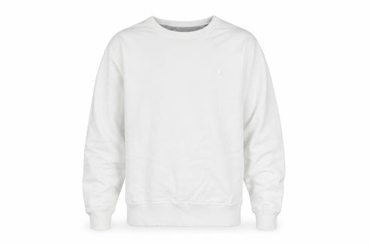 Front view of Champion Men's White Crew Neck Pullover Sweatshirt M Regular Fit