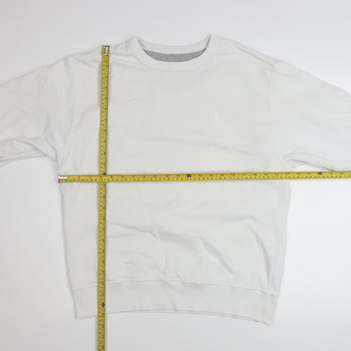 Champion Men's White Crew Neck Pullover Sweatshirt M Regular Fit