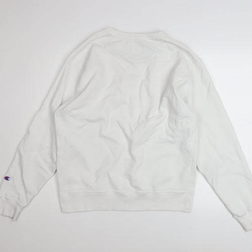 Champion Men's White Crew Neck Pullover Sweatshirt M Regular Fit