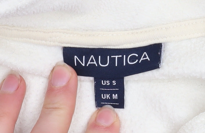 Nautica Men Ivory Fleece 1/4 Zip Pullover Sweatshirt M