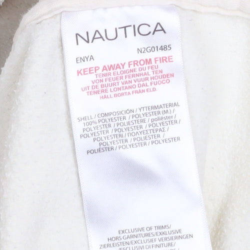 Nautica Men Ivory Fleece 1/4 Zip Pullover Sweatshirt M