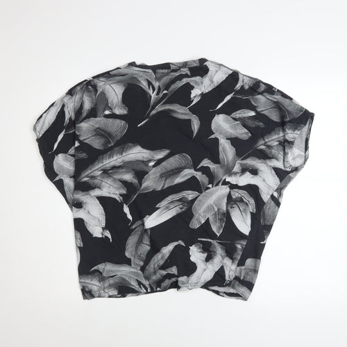 Religion Women’s Black Floral Knot Hem Cropped T-Shirt Size 12