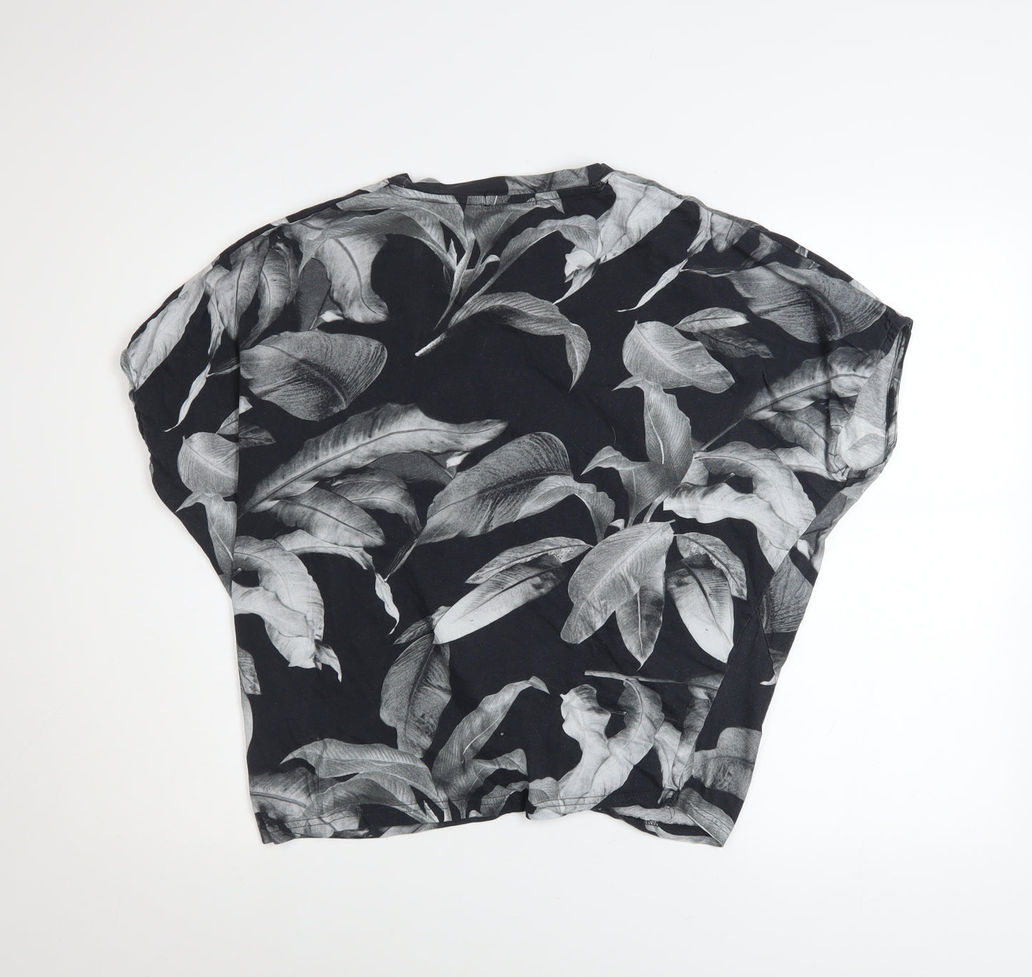 Religion Women’s Black Floral Knot Hem Cropped T-Shirt Size 12