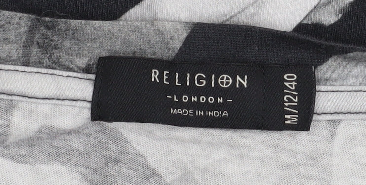 Religion Women’s Black Floral Knot Hem Cropped T-Shirt Size 12
