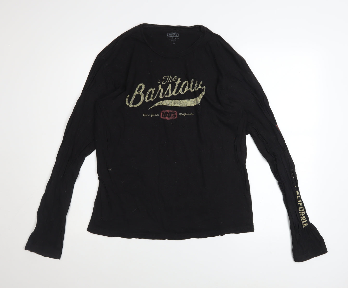 100% Speedlab Men Black Long Sleeve Cotton Graphic Top M