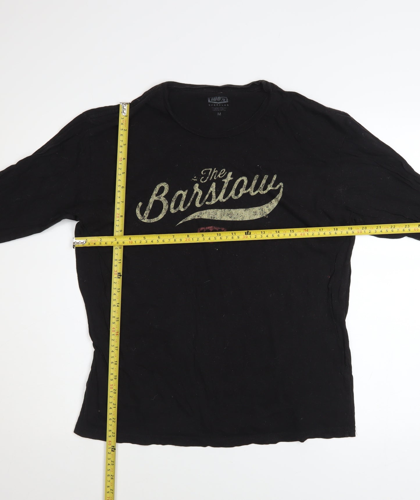100% Speedlab Men Black Long Sleeve Cotton Graphic Top M