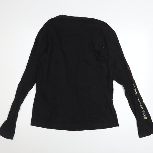 100% Speedlab Men Black Long Sleeve Cotton Graphic Top M