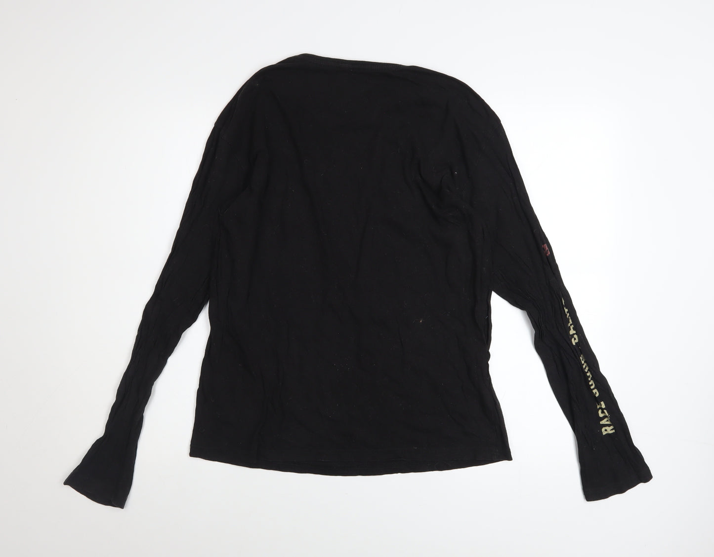 100% Speedlab Men Black Long Sleeve Cotton Graphic Top M