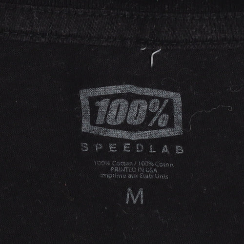 100% Speedlab Men Black Long Sleeve Cotton Graphic Top M