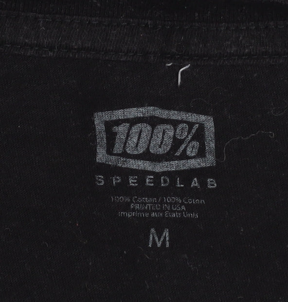 100% Speedlab Men Black Long Sleeve Cotton Graphic Top M