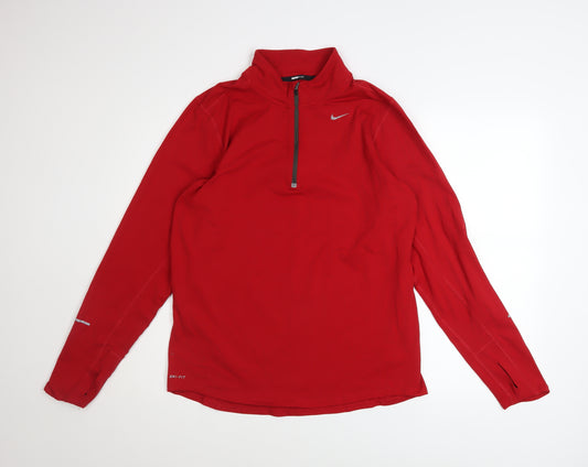 Nike Men's Red Dri-FIT 1/2 Zip Running Sweatshirt Size M