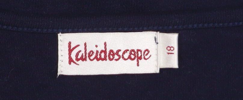 Kaleidoscope Women Blue Striped Cotton Zip Jacket Size 18