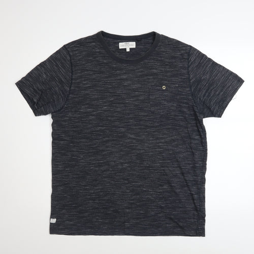 Next Men’s Black Marl Crew Neck Short Sleeve Cotton Blend T-Shirt L