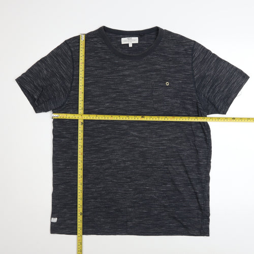 Next Men’s Black Marl Crew Neck Short Sleeve Cotton Blend T-Shirt L
