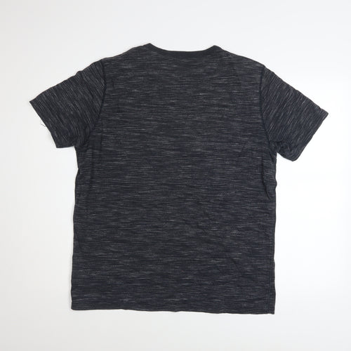 Next Men’s Black Marl Crew Neck Short Sleeve Cotton Blend T-Shirt L