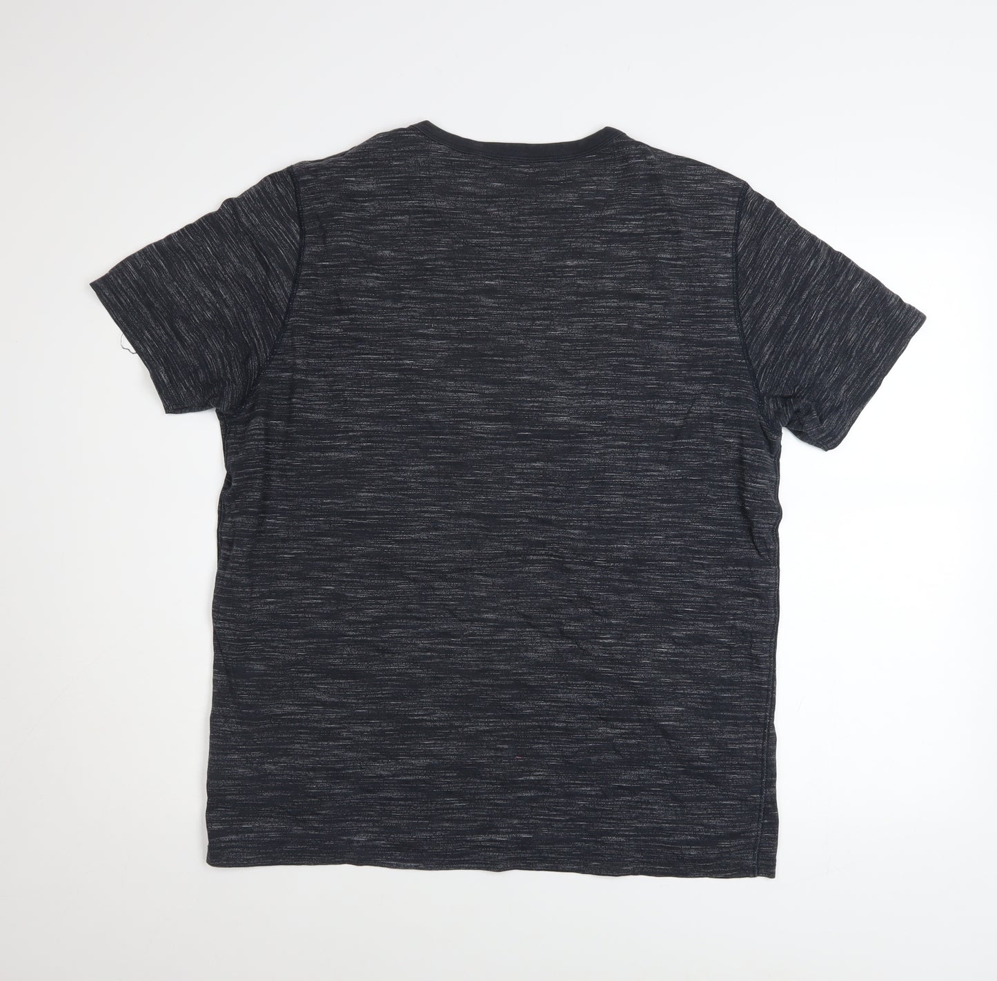 Next Men’s Black Marl Crew Neck Short Sleeve Cotton Blend T-Shirt L