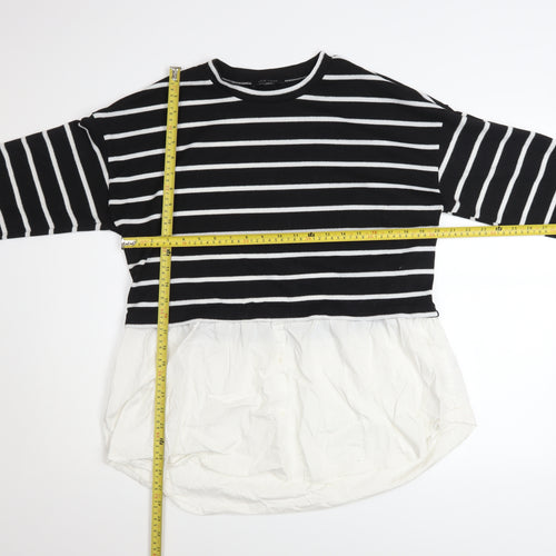 New Look Women Black White Striped Long Sleeve Pullover UK 16