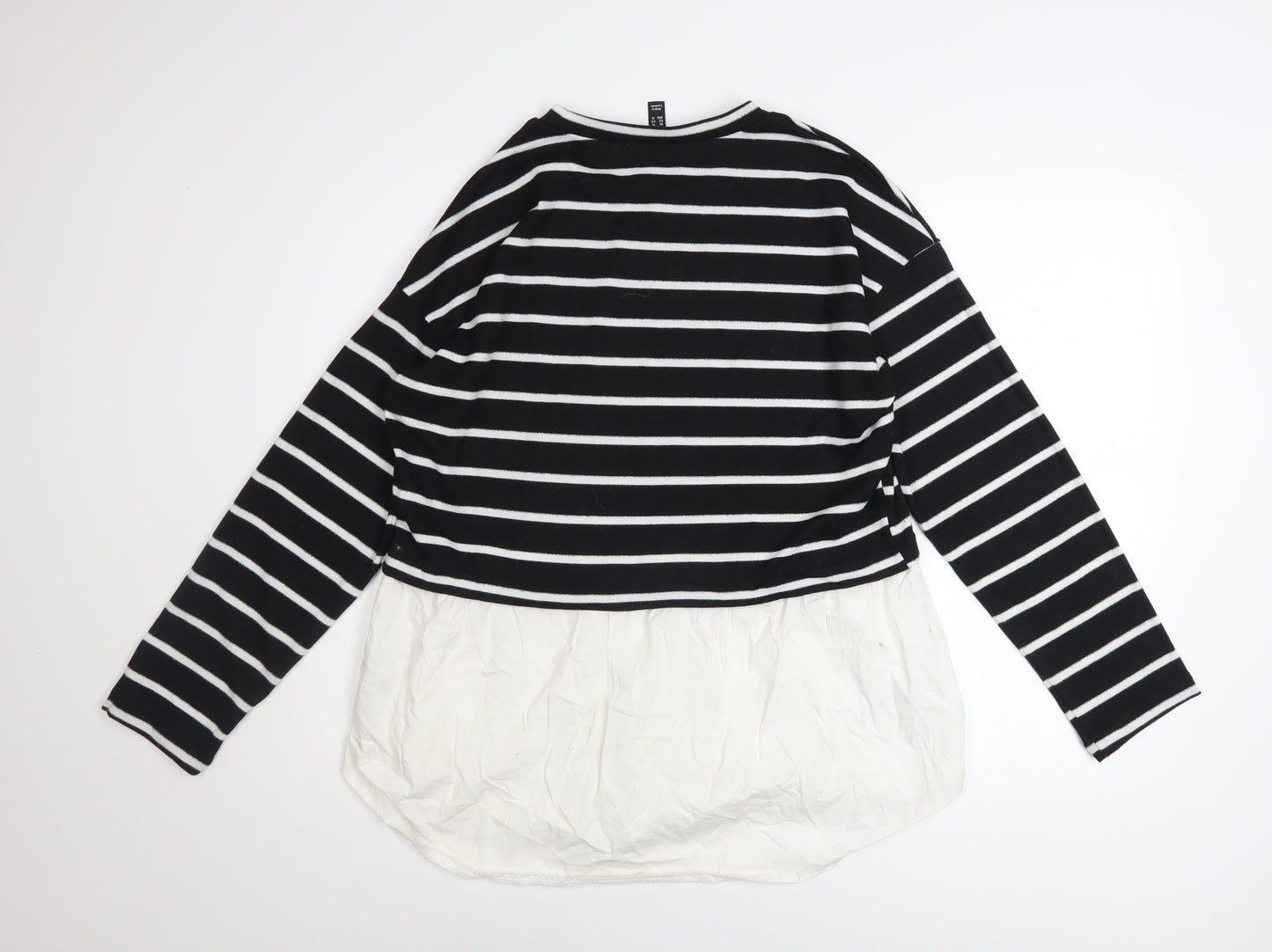 New Look Women Black White Striped Long Sleeve Pullover UK 16