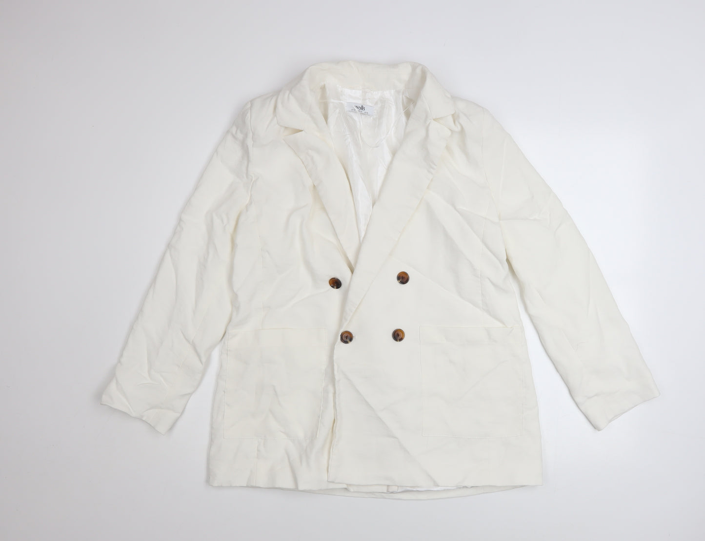 Wallis Women Ivory Blazer Jacket UK 14 Double Breasted Lined