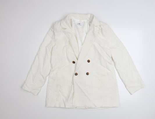 Wallis Women Ivory Blazer Jacket UK 14 Double Breasted Lined