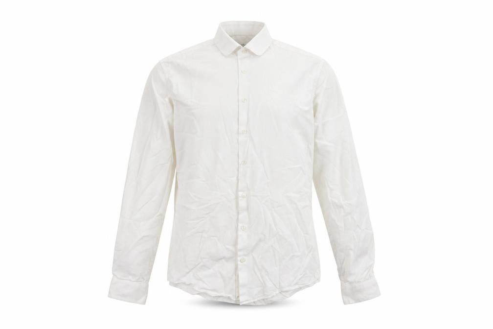 Calvin Klein Men's White Slim Fit Long Sleeve Button-Up Shirt 39
