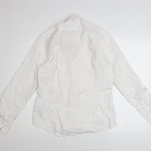 Calvin Klein Men's White Slim Fit Long Sleeve Button-Up Shirt 39