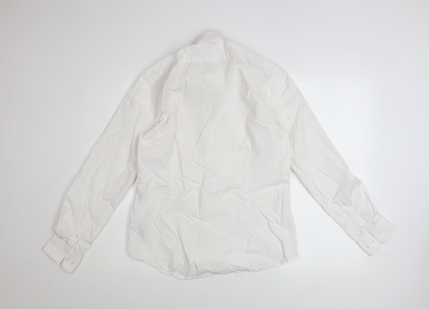 Calvin Klein Men's White Slim Fit Long Sleeve Button-Up Shirt 39