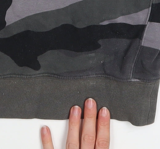 Nike Men’s Camouflage Pullover Hoodie Small Grey Black Fleece