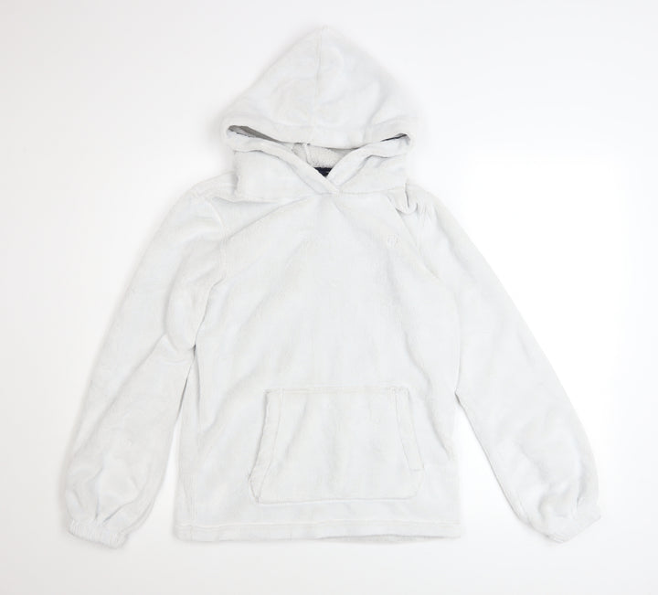 FatFace Girls White Fleece Pullover Hoodie 12-13 Years Hooded Jumper