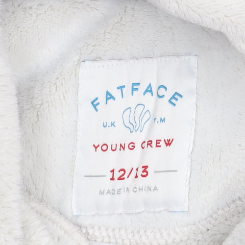 FatFace Girls White Fleece Pullover Hoodie 12-13 Years Hooded Jumper