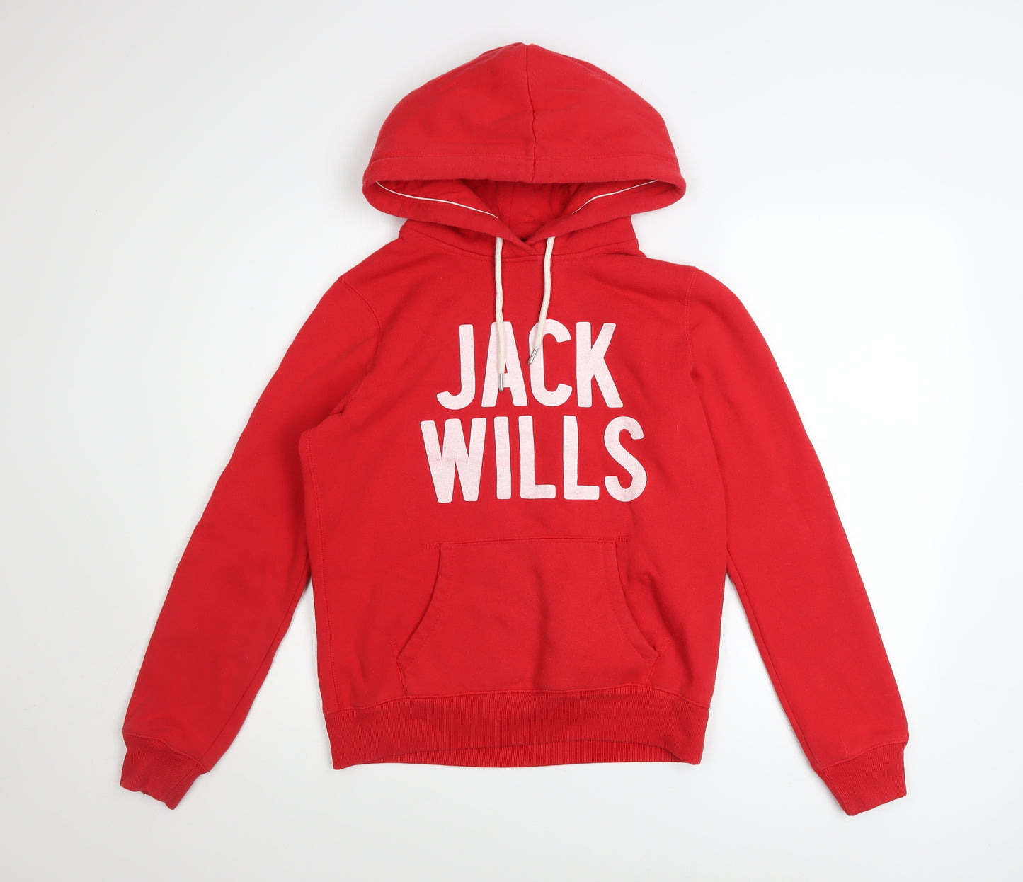 Jack Wills Women's Red Pullover Hoodie UK 10 Cotton Blend