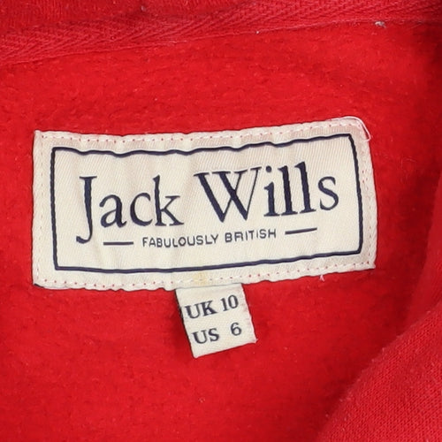 Jack Wills Women's Red Pullover Hoodie UK 10 Cotton Blend