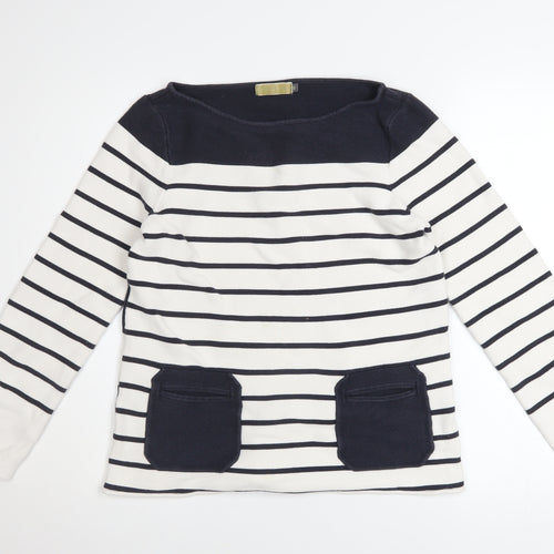 Mint Velvet Women’s Navy Stripe Cotton Pullover Sweatshirt Size 12