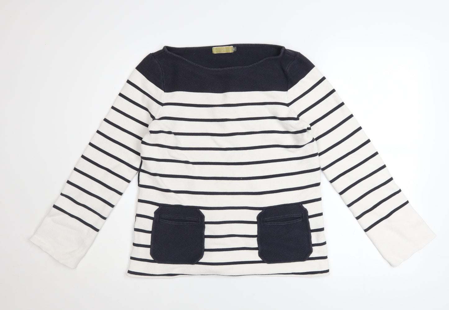 Mint Velvet Women’s Navy Stripe Cotton Pullover Sweatshirt Size 12