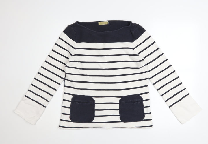 Mint Velvet Women’s Navy Stripe Cotton Pullover Sweatshirt Size 12