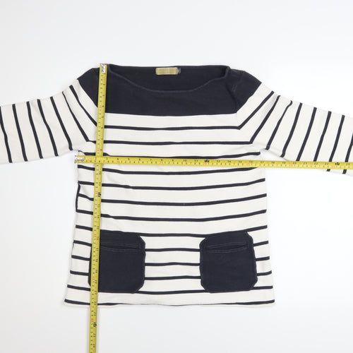 Mint Velvet Women’s Navy Stripe Cotton Pullover Sweatshirt Size 12