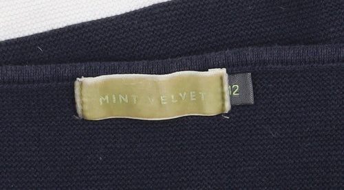 Mint Velvet Women’s Navy Stripe Cotton Pullover Sweatshirt Size 12
