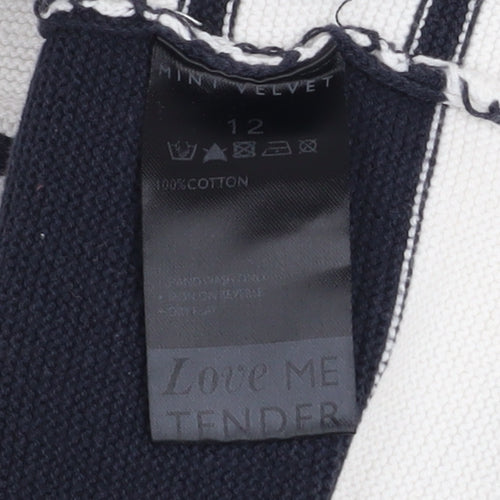 Mint Velvet Women’s Navy Stripe Cotton Pullover Sweatshirt Size 12